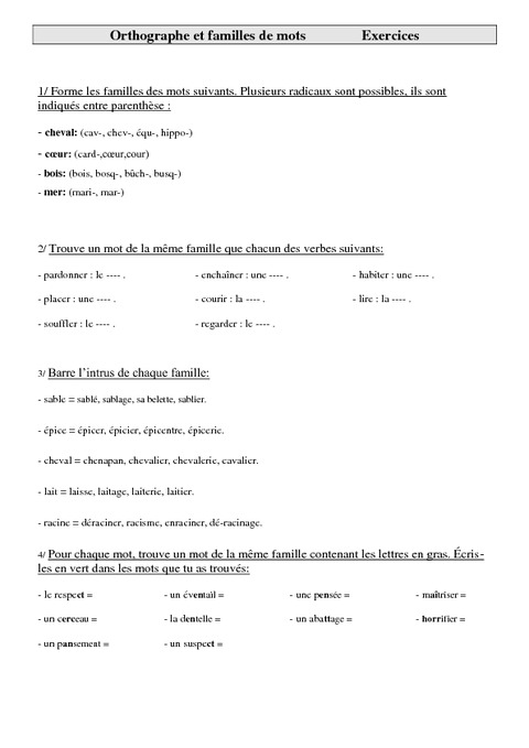 Familles De Mots Cm Exercices Orthographe Cycle Pass Education Hot Sex Picture