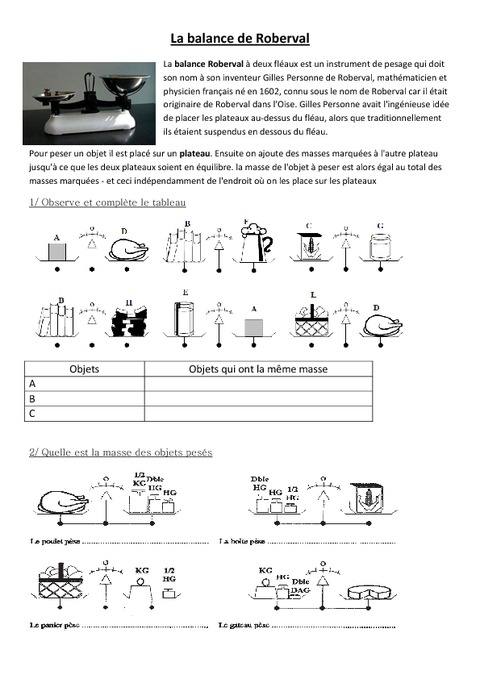 Leviers et balances ce1