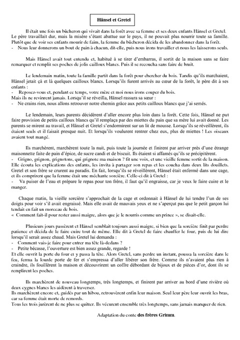 cm1 cm2 lecture prehension hansel et gretel