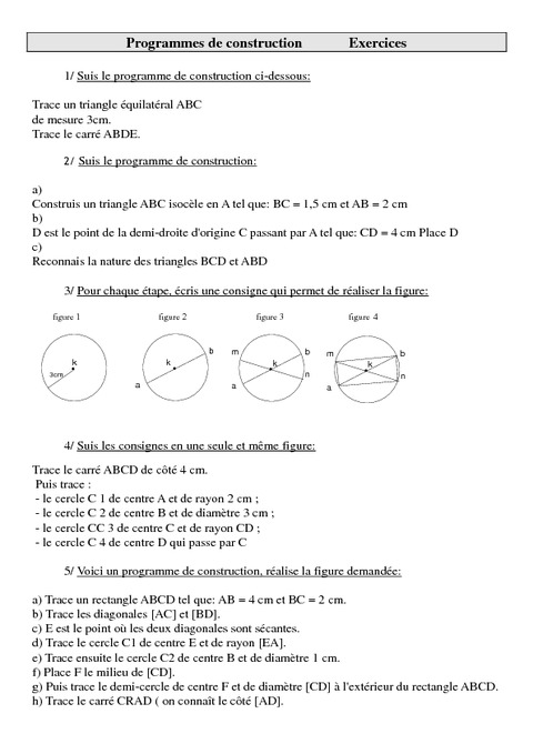 Programmes De Construction Cm2 Exercices De Géométrie à Imprimer Pass Education 4673
