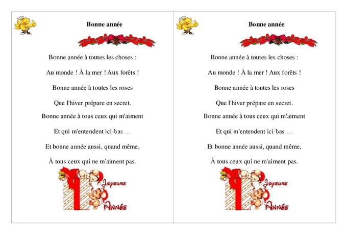 Bonne année - Poésie, poème - Ce1 - Nouvel an - Cycle 2 - Pass Education
