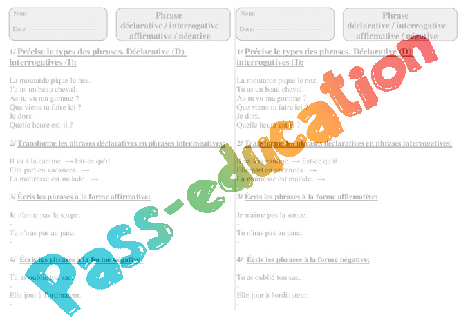 Exercice Sur Les Phrases