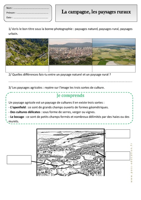 Campagne - Paysages ruraux - Ce1 – Exercices – Espace temps – Cycle 2 ...