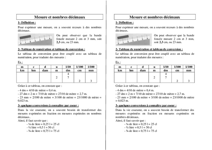 Exercice Conversion M Cm Mm Ce2 Pdf