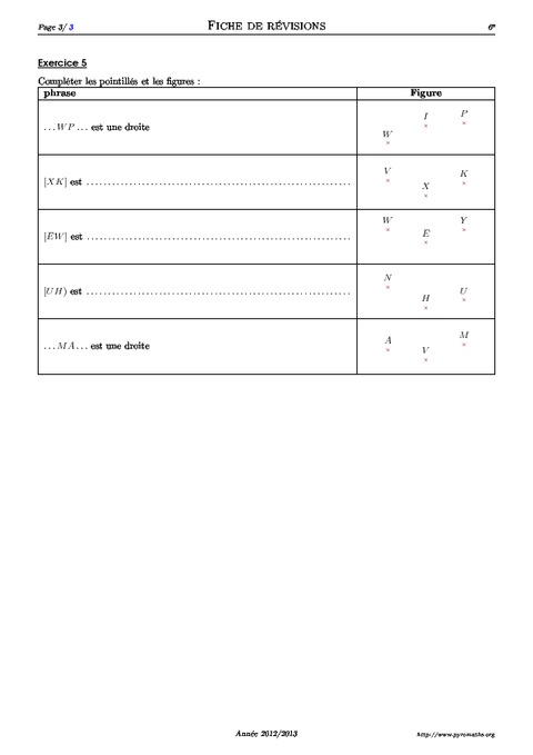 Common core 3rd grade calendar wall set-supplement every day calendar Droites, demi-droites, segments - 6ème – Exercices corrigés