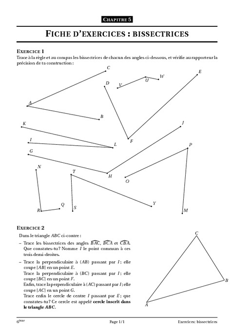 Angles 6ème Géométrie Cours Exercices Collège Mathématiques