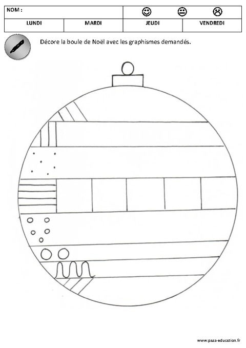 Décore les boules de noël - Graphisme – Maternelle – Petite section 