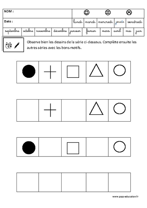 Terminer un dessin - Logique – Maternelle – Grande section – GS – Cycle ...