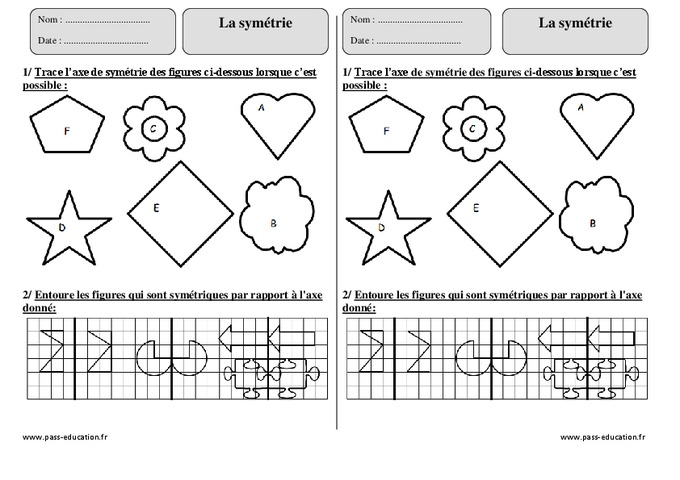 Symétrie Ce2 Exercices corrigés Géométrie Pass Education