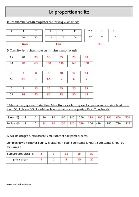 Proportionnalité Cm1 Exercices Corrigés Organisation Et Gestion Des Données