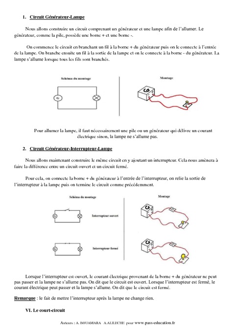 Circuit électrique – Cours – 5ème – Physique – Chimie – Collège - Pass