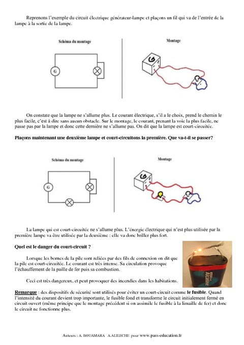 Circuit électrique – Cours – 5ème – Physique – Chimie – Collège - Pass ...