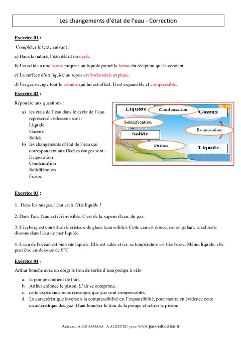 Evaluation Physique 5ème Etat De L'eau Pdf www.pass-education.fr