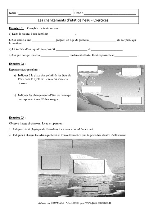 Evaluation Physique 5ème Etat De L'eau Pdf www.pass-education.fr