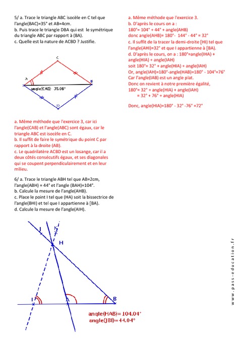 Construction de triangles - 5ème - Exercices corrigés ...