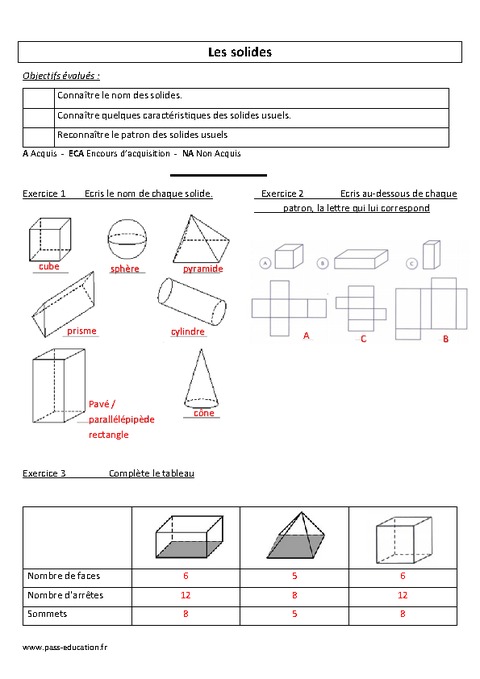 Solides -patrons Solides – Ce2 – Evaluation - Pass Education