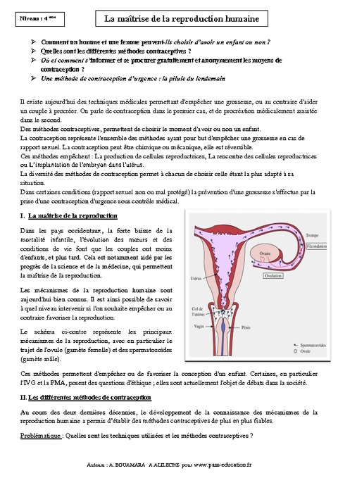 eviter la rencontre des cellules reproductrices