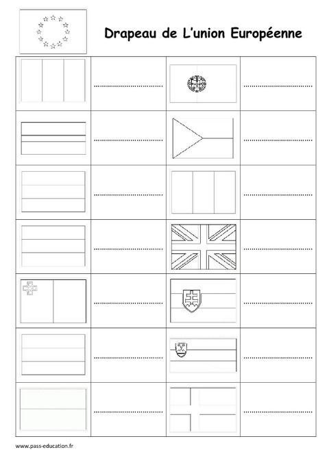 Pays De L’Union Européenne - Drapeau - Exercices Corrigés - Cm1 - Cm2 ...