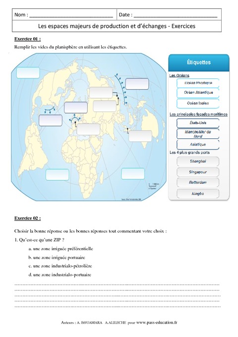 Les Espaces Majeurs De Production Et D Changes Exercices Corrig S Me G Ographie Pass
