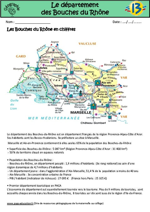 Bouches Du Rhône - Etude Du Département - Ce2 - Cm1 - Cm2 - Géographie ...