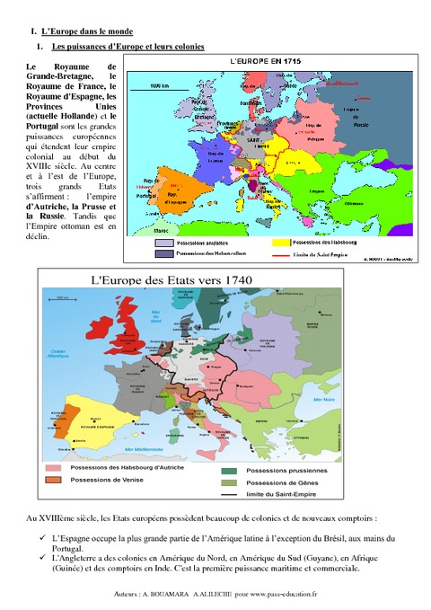 L'Europe dans le monde au XVIIIe siècle – 4ème – Cours ...