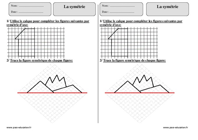 Symétrie – Ce2 – Exercices à imprimer - Pass Education