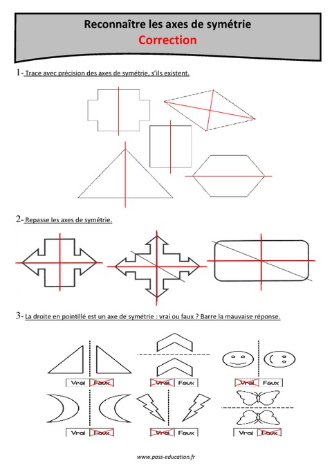 Axes De Symétrie à Reconnaître - Cm2 - Exercices Avec Correction - Pass ...