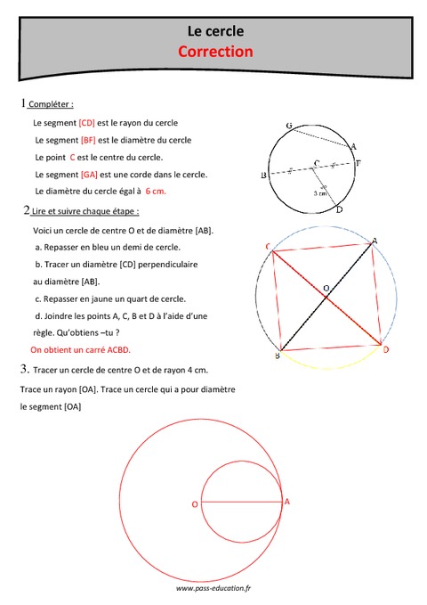 Diamètre, Rayon, Segment Et Point - Cm2 - Exercices Sur Le Cercle ...