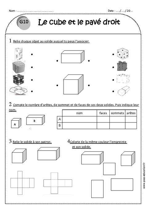 Cube Pav Droit Ce1 Exercices Corrig s Sur Les Solides Pass Cube Pav Droit Ce1 Exercices Corrig s Sur Les Solides Pass