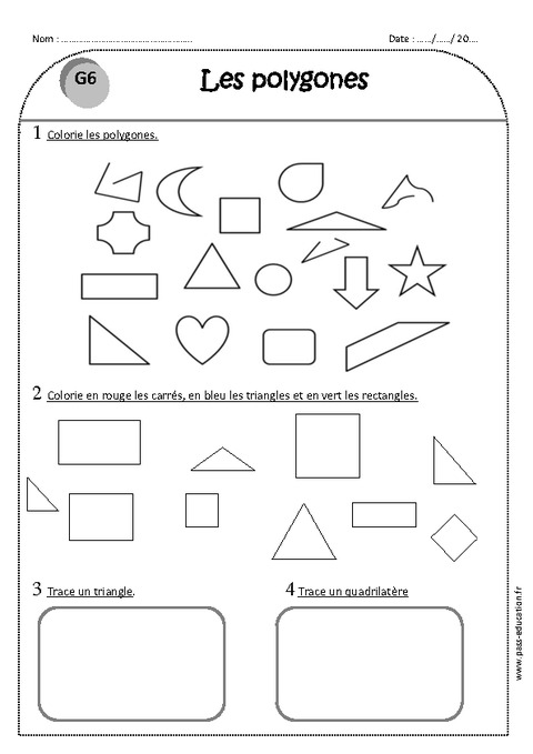 Polygones - Ce1 - Exercices corrigés - Pass Education