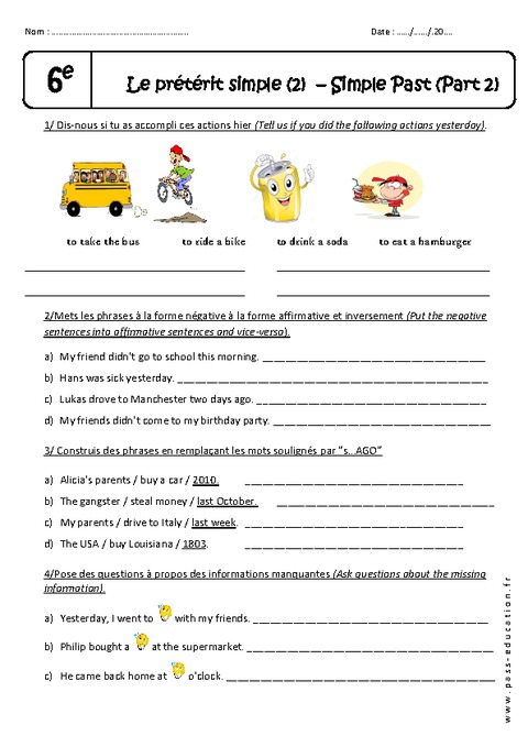 Histoire D'horreur En Anglais Au Prétérit Simple Past - Prétérit simple - 6ème - Exercices - Pass Education