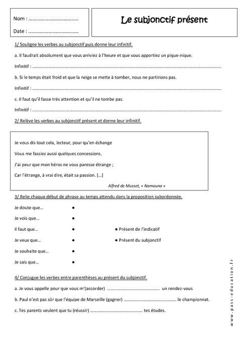 Exercice Subjonctif