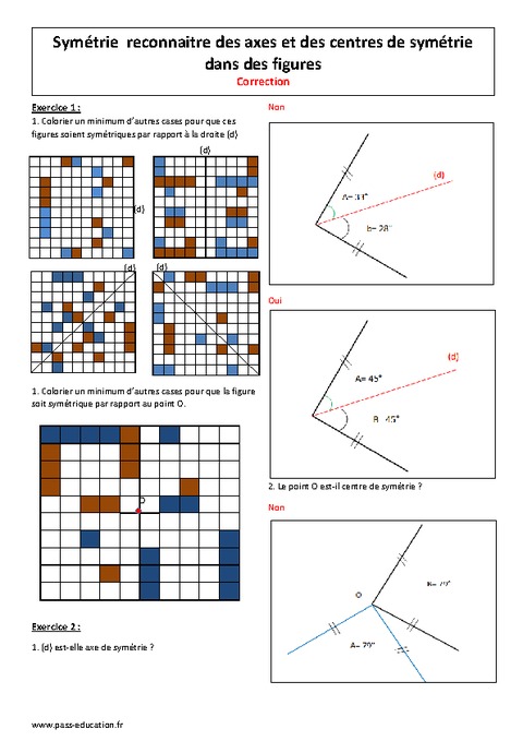 Exercices Symétrie Axiale Et Centrale 5ème www.pass-education.fr