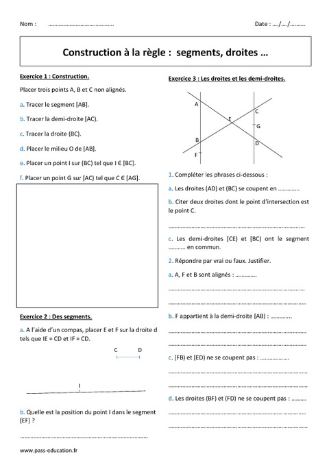 Segments Droites 6 me Exercices Corrig s Construction La Segments Droites 6 me Exercices Corrig s Construction La