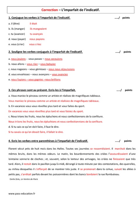 Telecharger Evaluation Imparfait 6eme A Imprimer Pdf Imparfait