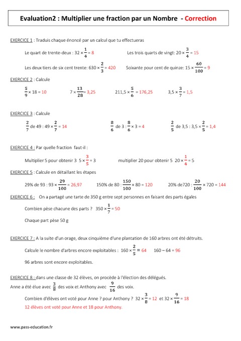 Multiplier Un Nombre Entier Ou Décimal Par Une Fraction 6ème