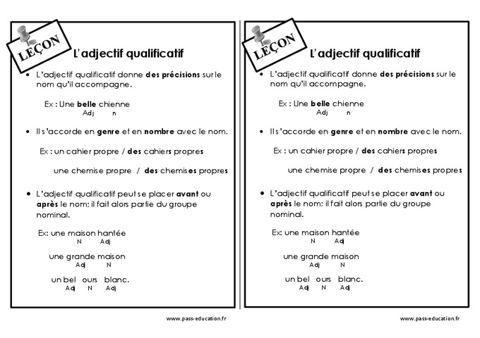 L'accord De L'adjectif Qualificatif Exercices Pdf Ce2
