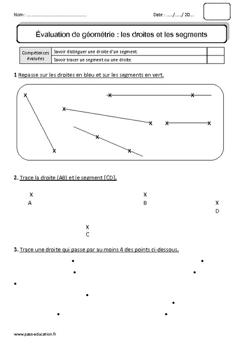 Droites Segments Ce1 Bilan Imprimer Pass Education