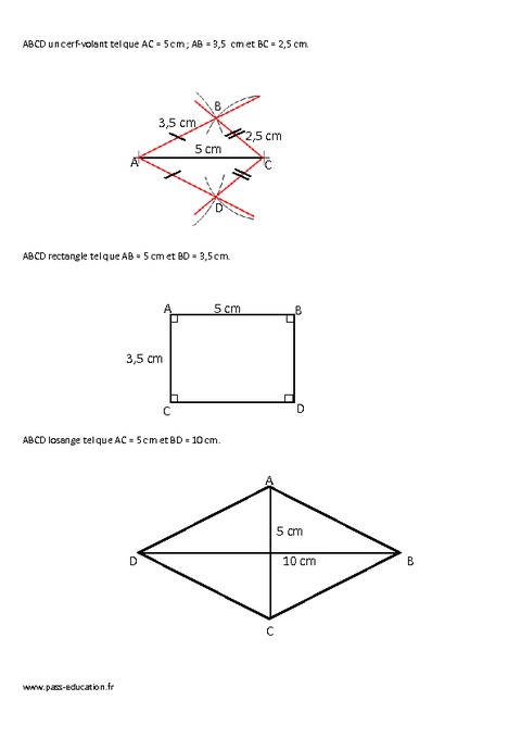 Carré, Rectangle, Losange, Cerf Volant - 6ème - Evaluation Sur Les ...