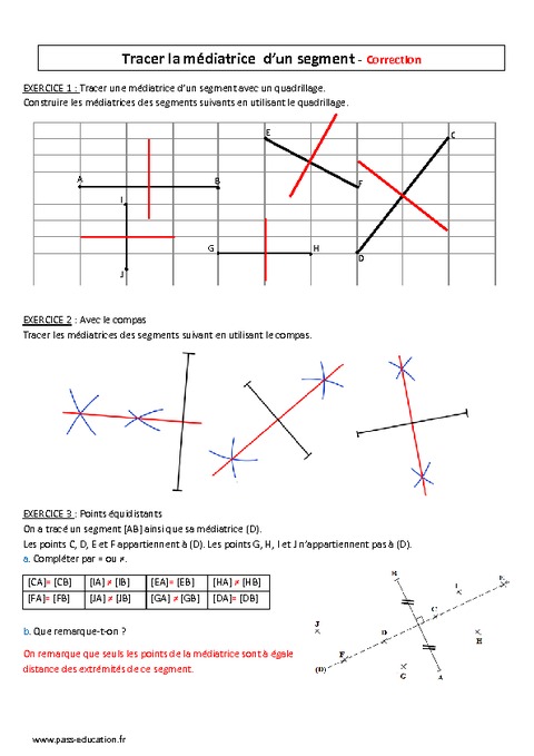 Tracer La Médiatrice D'un Segment - 6ème - Contrôle - Pass Education