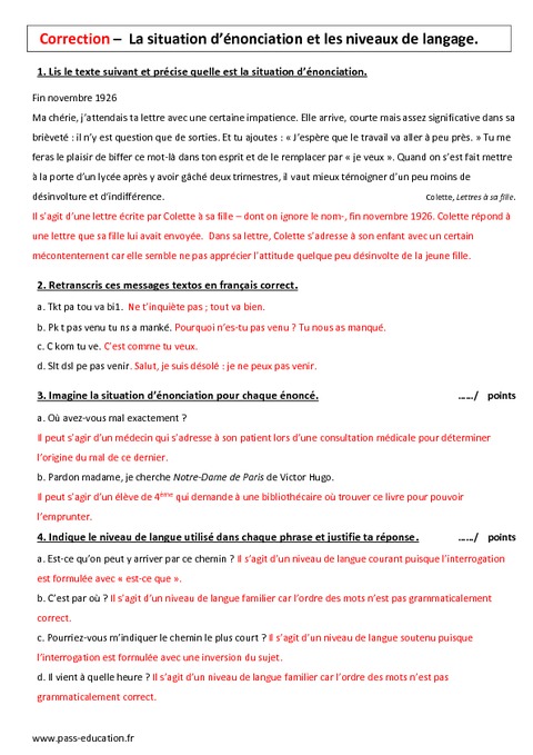 Quelle Langue Parle T On Au Venezuela Niveaux de langage - Situation d’énonciation - 4ème - Evaluation avec