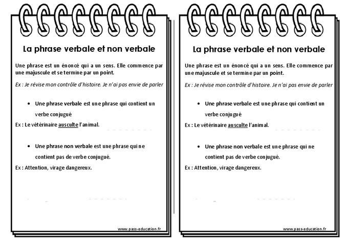 Phrase verbale Phrase non verbale Cm2 Leçon Pass Education