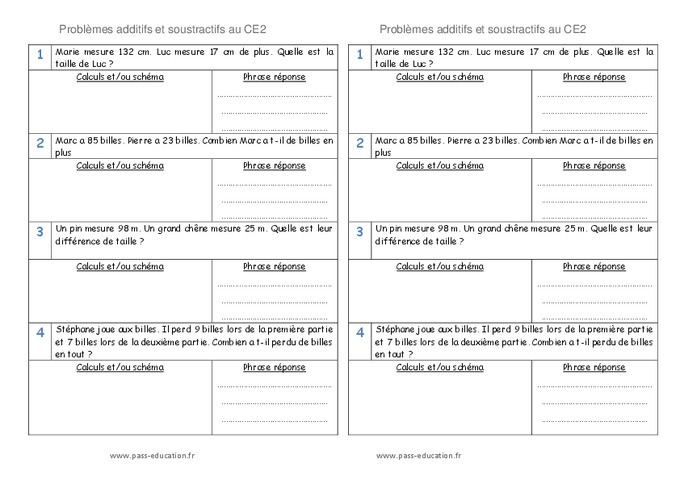 Problèmes Ce2 à Imprimer Pdf www.pass-education.fr