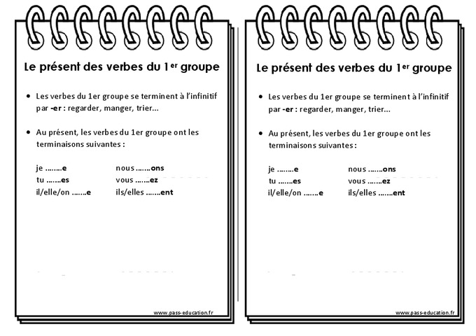 Présent des verbes du 1er groupe - Ce1 - Leçon - Pass Education