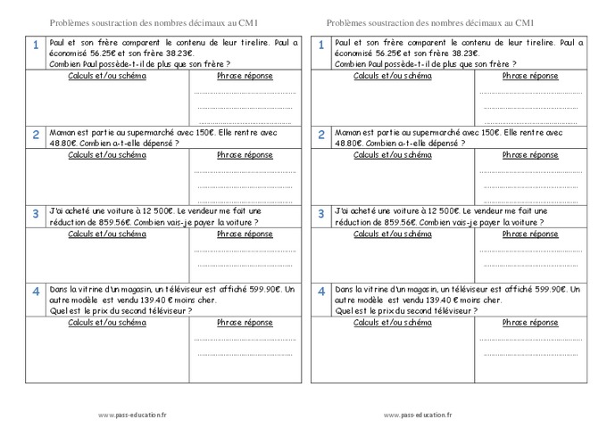 Exercices Addition Soustraction Nombres Décimaux Cm1 Pdf | Chtoby Pomnili