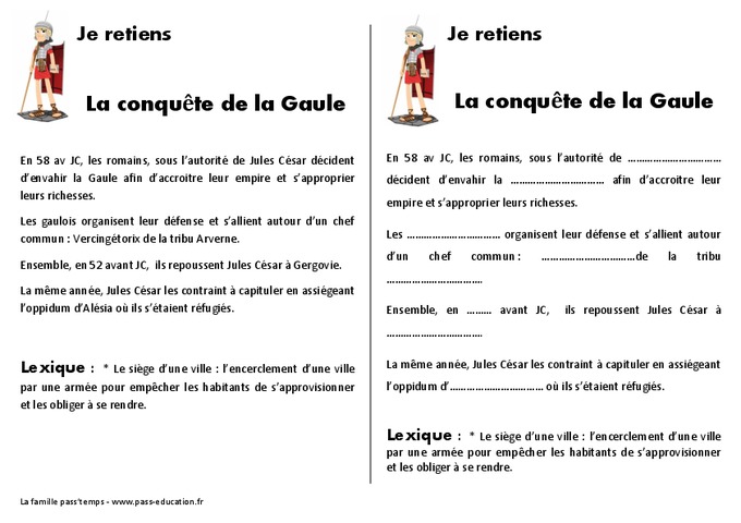 Evaluation Ce2 Histoire Les Gaulois Et Les Romains www.pass-education.fr