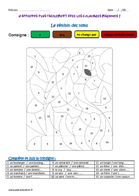 Coloriage Magique Adjectif Qualificatif Ce 2