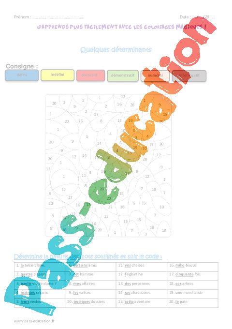 Coloriage Magique Determinants Ce 2