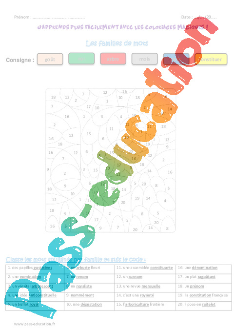 Coloriage Magique Famille De Mots