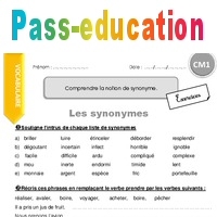 Comprendre la notion de synonyme CM1 Exercices PDF à imprimer